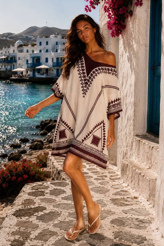 Καφτάνι viscose geometric printed