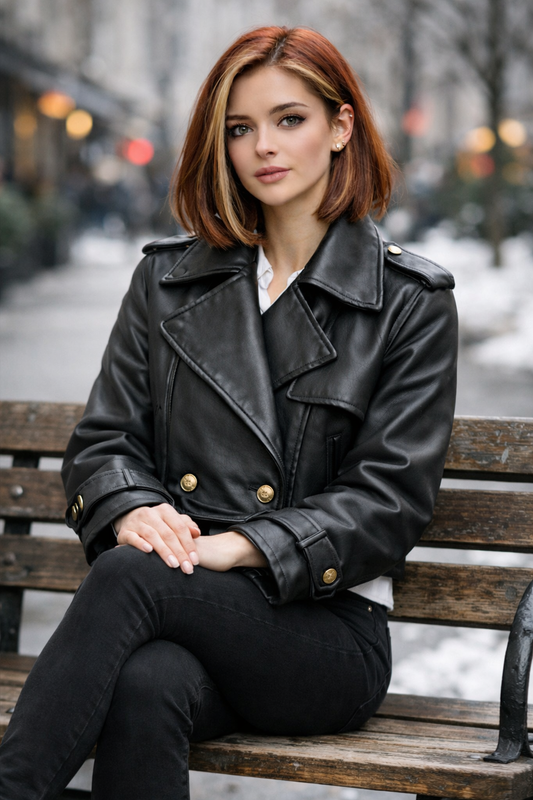 Trench coat cropped δερματίνης