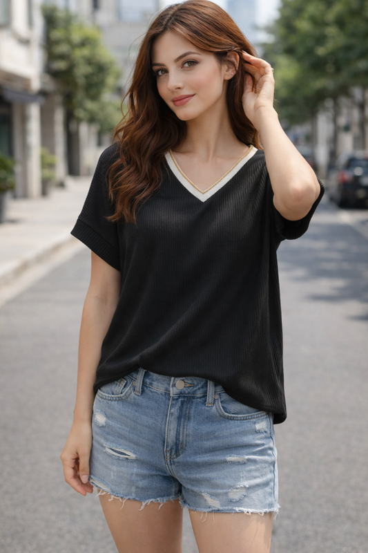 Μπλούζα viscose γκοφρέ με lurex