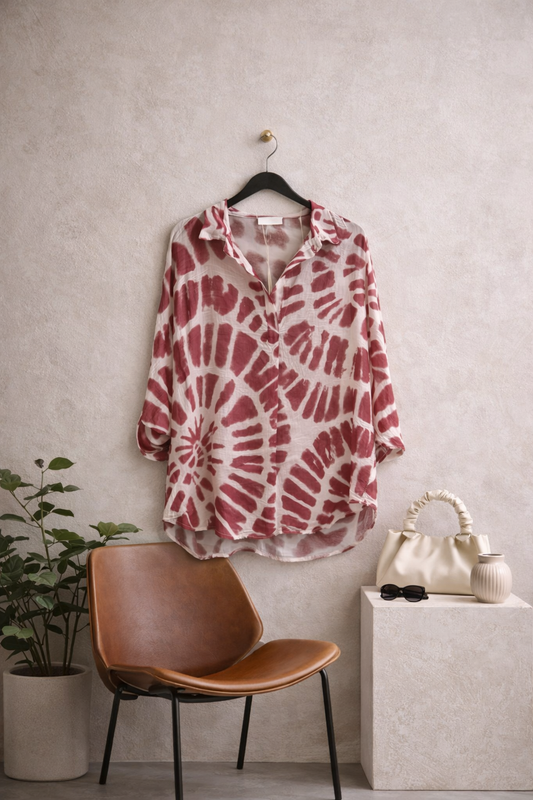 Μπλουζοπουκαμίσα βαμβακερή printed oversized