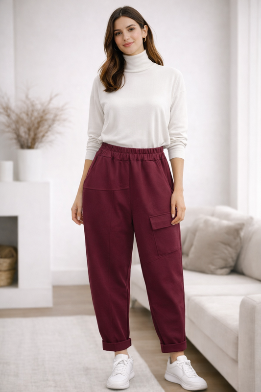 Σετ loose μπλούζα - παντελόνα δύο υφασμάτων