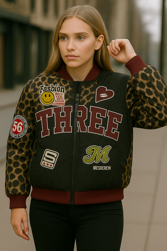 Bomber Jacket oversized animal printed με στάμπες