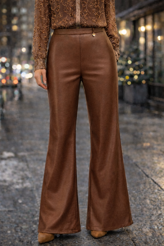 Παντελόνι δερματίνης καμπάνα μεταλλιζέ