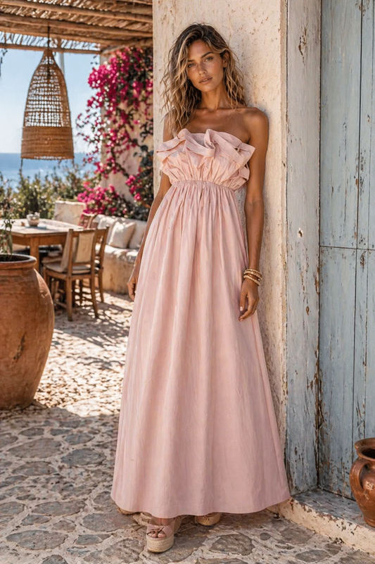 Φόρεμα maxi ποπλίνα detailed