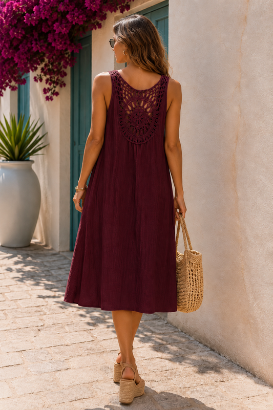 Φόρεμα midi viscose με εντυπωσιακή πλάτη