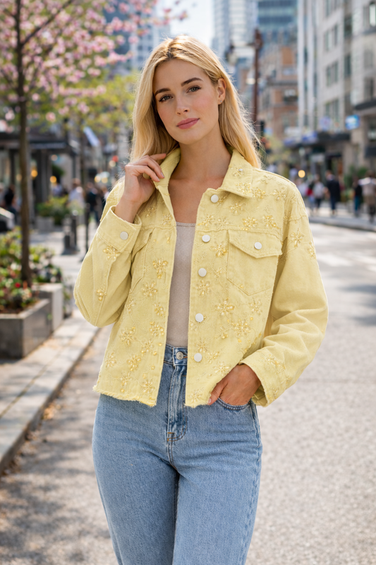 Jean Jacket με κέντημα και παγιέτα