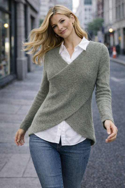 Μπλούζα πλεκτή fluffy ασύμμετρη