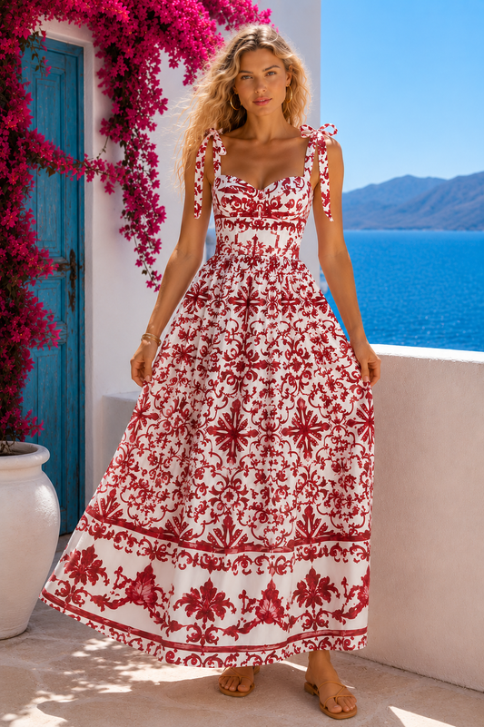 Φόρεμα maxi κρεπ baroque printed