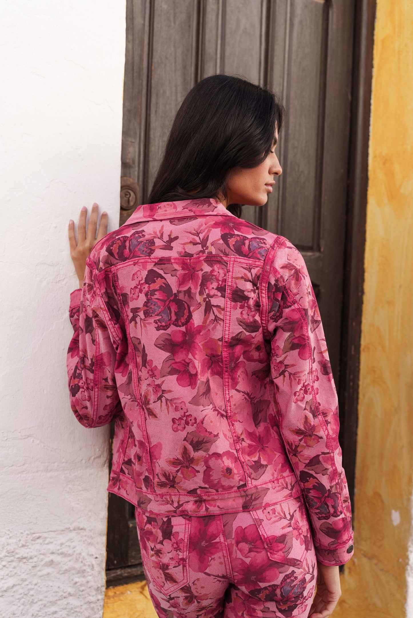 Σετ Jacket denim floral - Παντελόνι denim floral double face