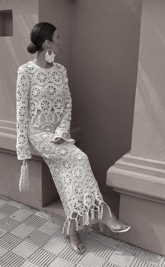 Σετ embroidery μπλούζα - φούστα