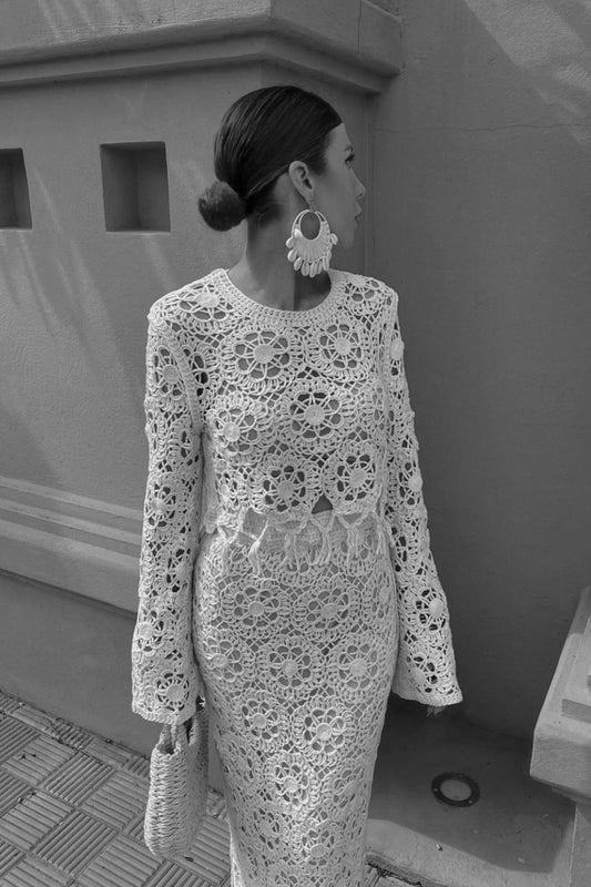 Σετ embroidery μπλούζα - φούστα