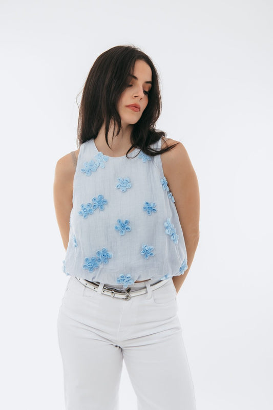 Μπλούζα με 3D λουλούδια