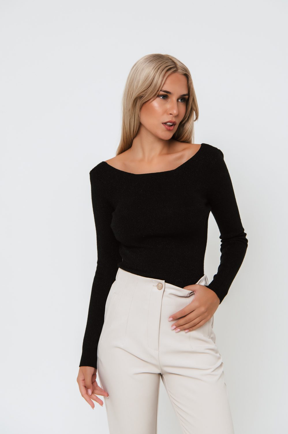 Bodysuit με lurex πλεκτό εξώπλατο