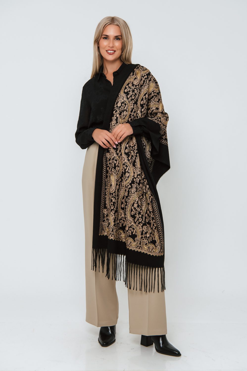 Πασμίνα xlarge με κέντημα