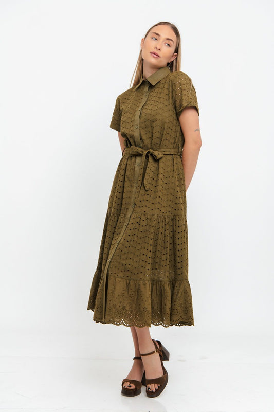 Φόρεμα midi σεμιζιέ κηπούρ