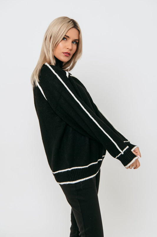 Μπλούζα πλεκτή με διχρωμία