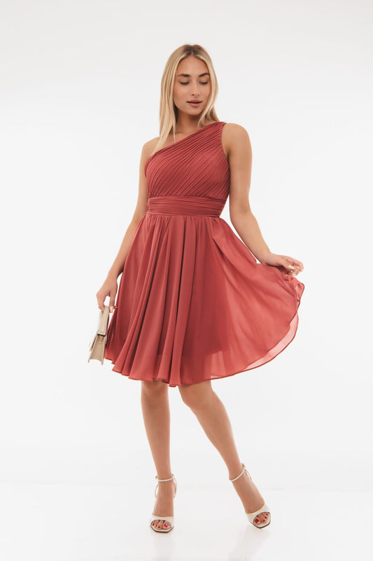 Φόρεμα mini cocktail με πλισέ μπούστο