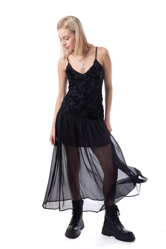 Φόρεμα maxi με διαφάνεια