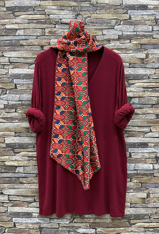 Μπλουζοφόρεμα λεπτό πλεκτό με φουλάρι