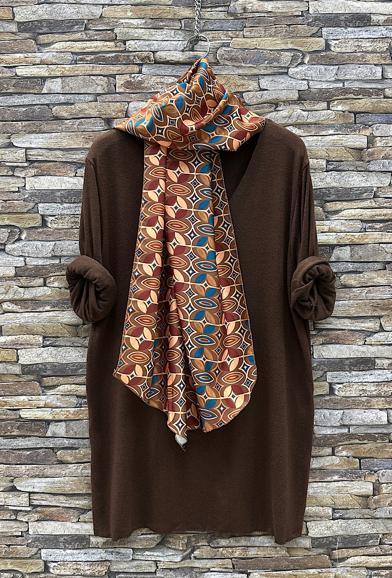 Μπλουζοφόρεμα λεπτό πλεκτό με φουλάρι