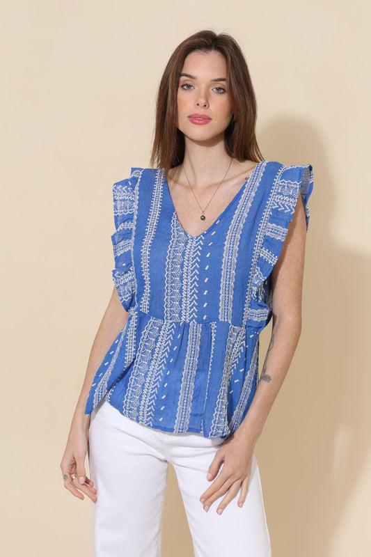 Top βαμβακερό με κέντημα detailed