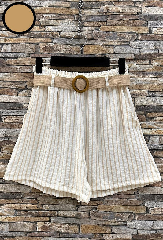 Σετ ριγέ βισκόζ shorts & μπλούζα