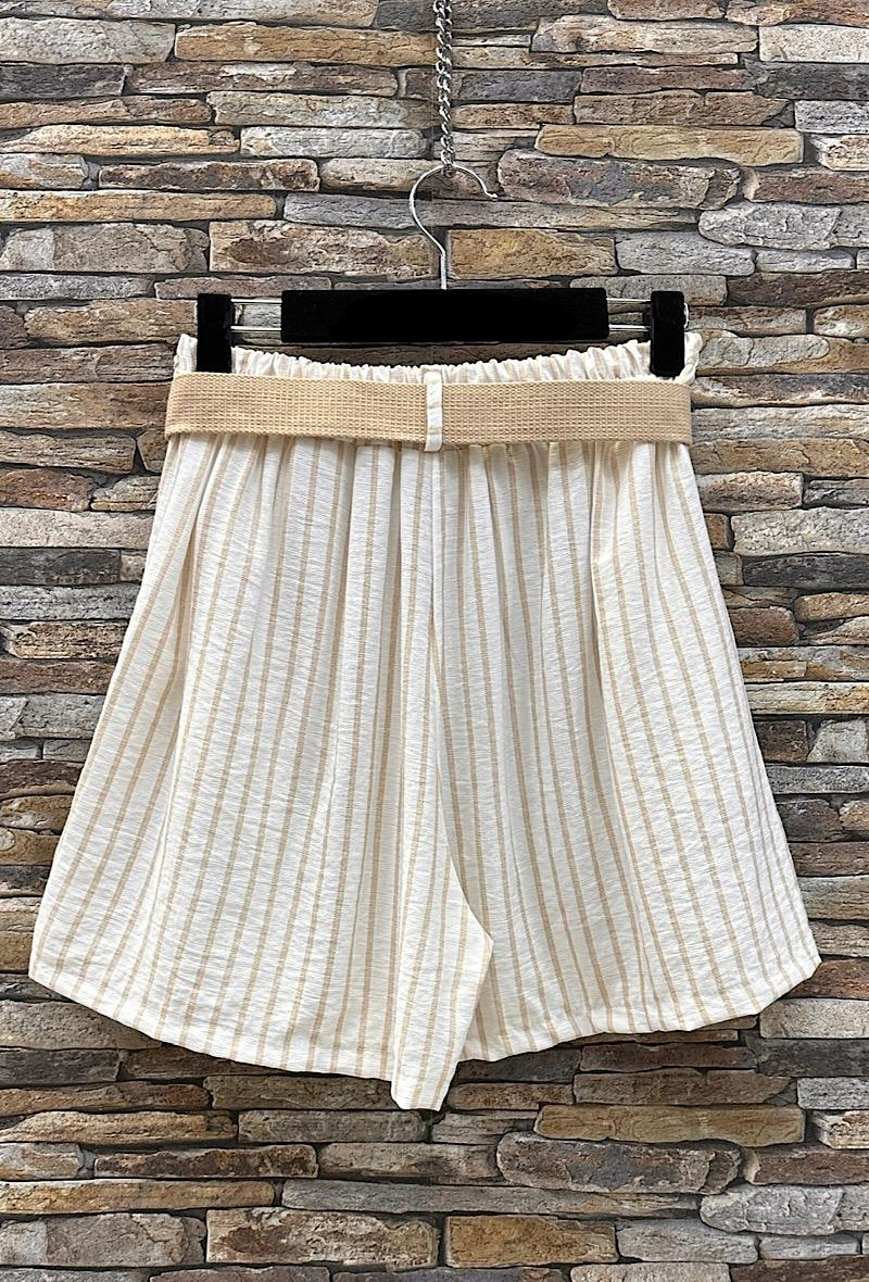 Σετ ριγέ βισκόζ shorts & μπλούζα