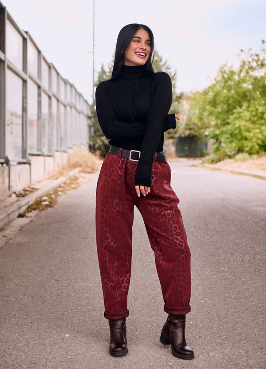 Παντελόνι λεπτής δερματίνης leopard printed