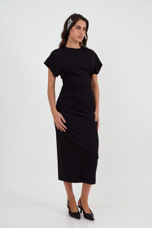Φόρεμα midi viscose/cotton ελαστικό