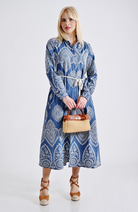 Φόρεμα midi σεμιζιέ κηπούρ