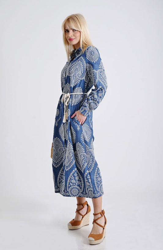 Φόρεμα midi σεμιζιέ κηπούρ