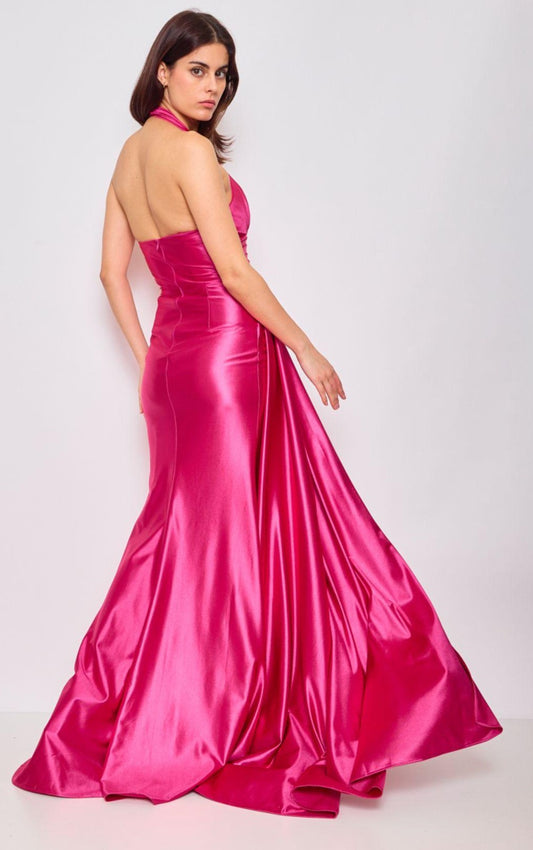 Φόρεμα maxi satin cocktail