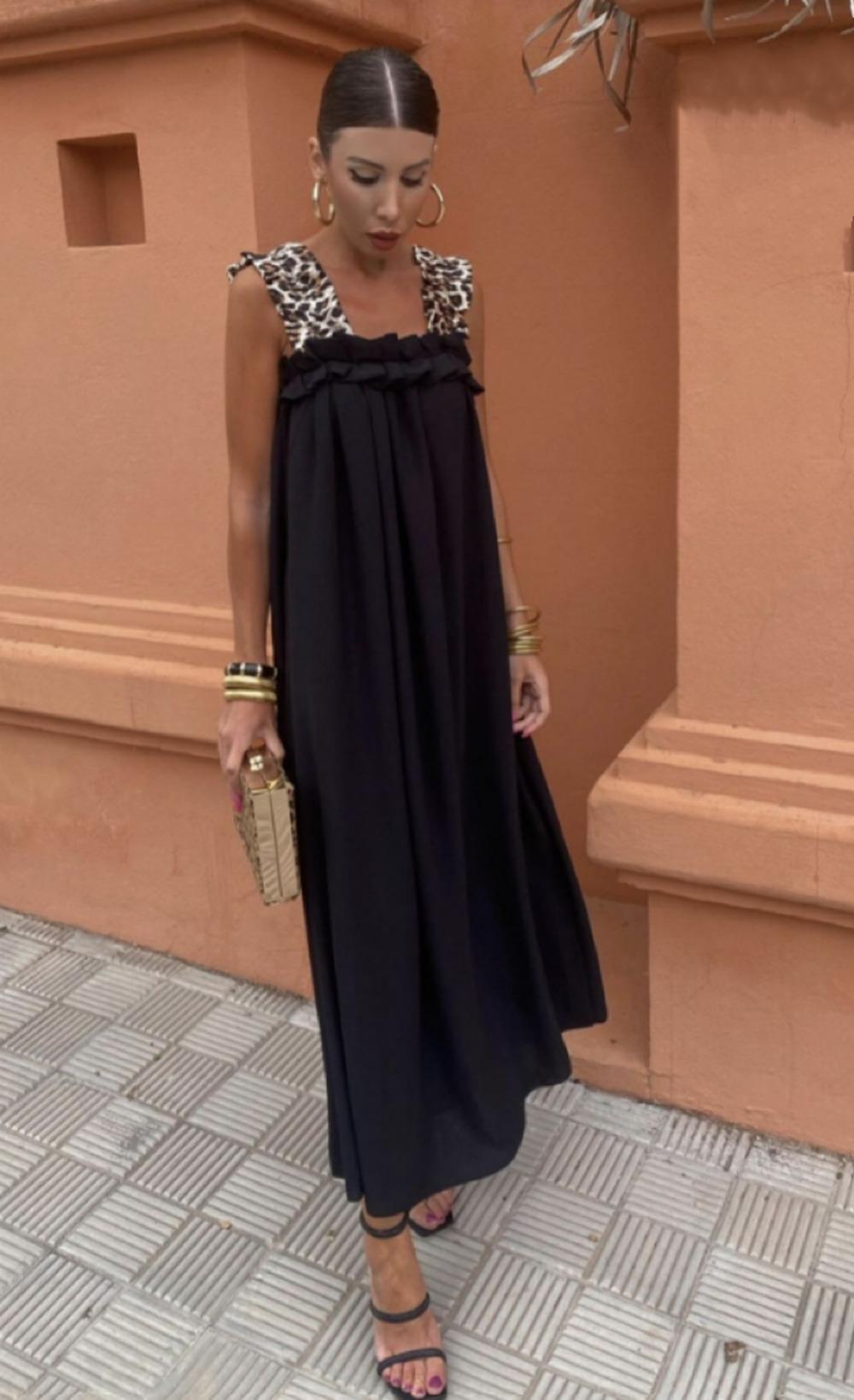 Φόρεμα maxi viscose detailed