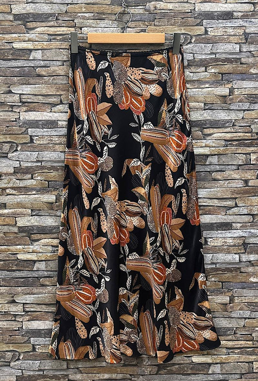 Φούστα maxi satin elegant printed