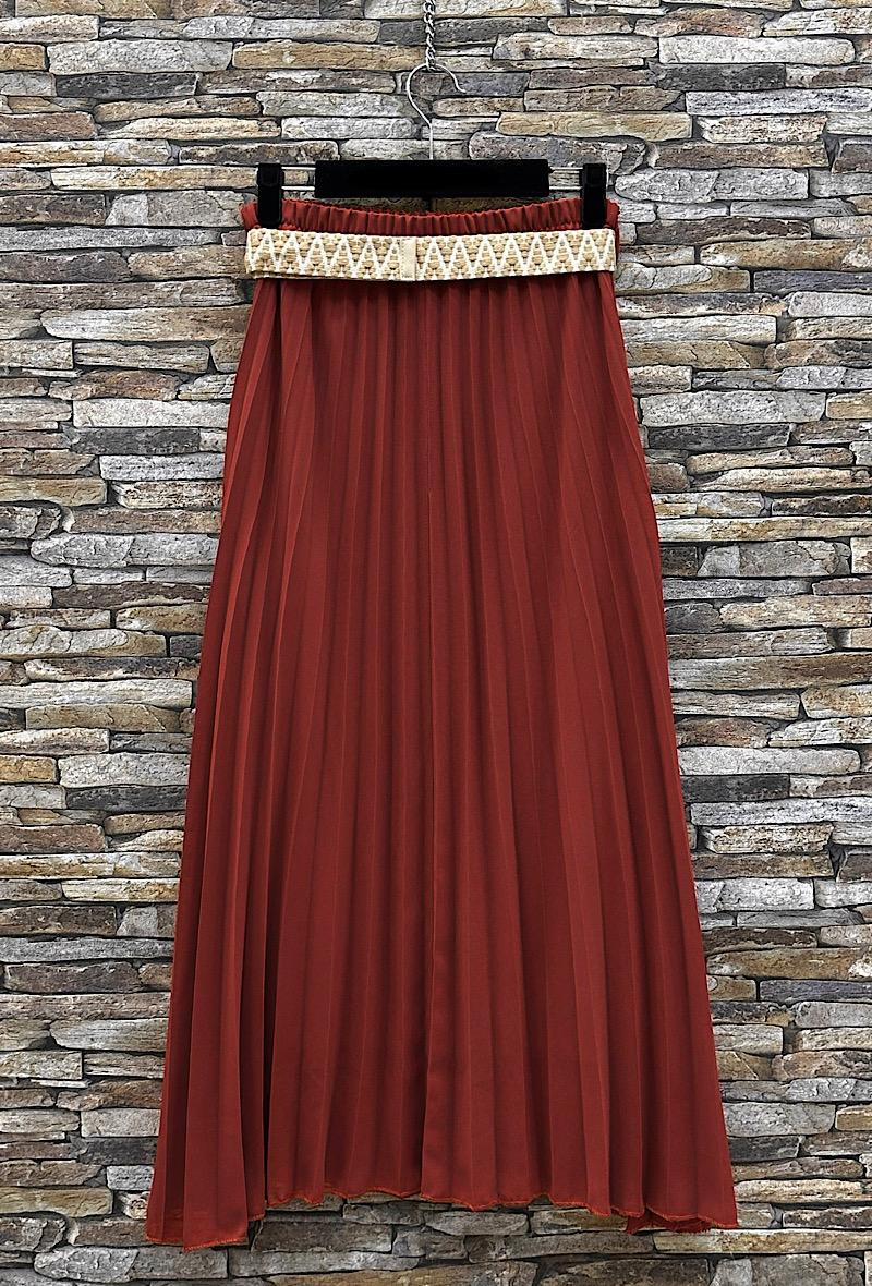 Φούστα maxi πλισέ με ζώνη