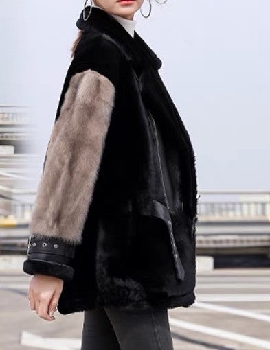 Jacket γούνινο με δερματίνη