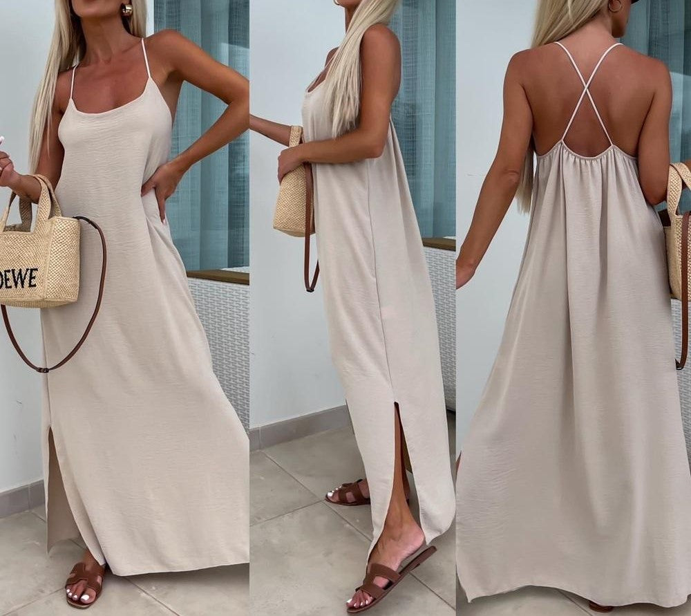 Φόρεμα maxi αέρινο ριχτό detailed