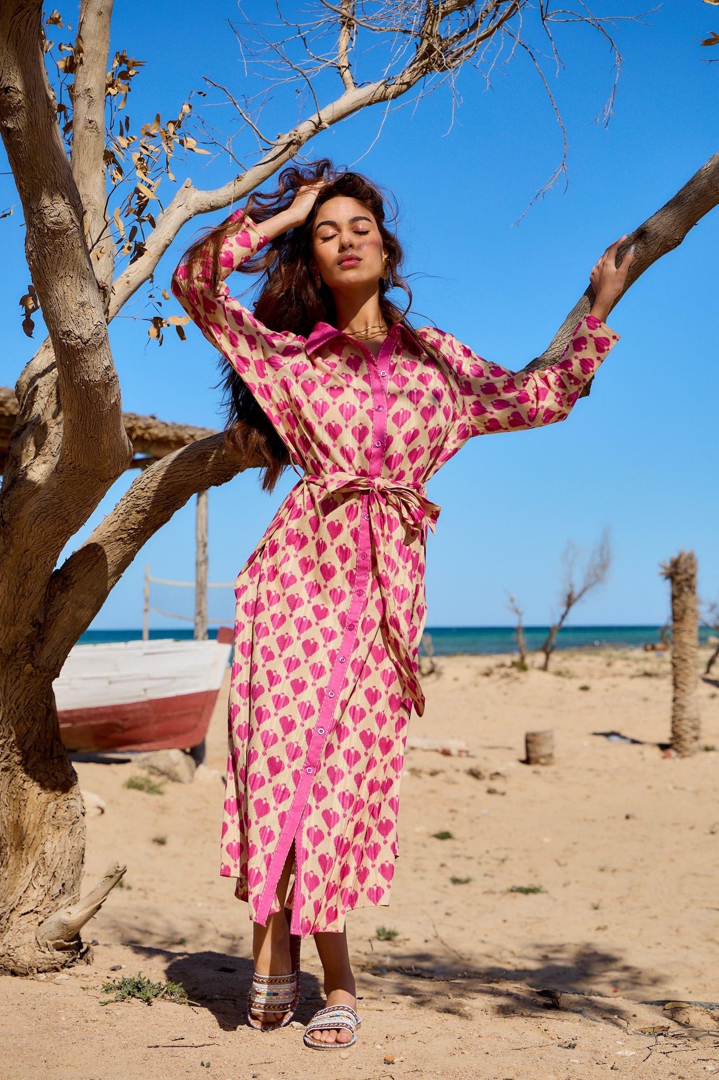 Φόρεμα maxi boho σεμιζιέ printed