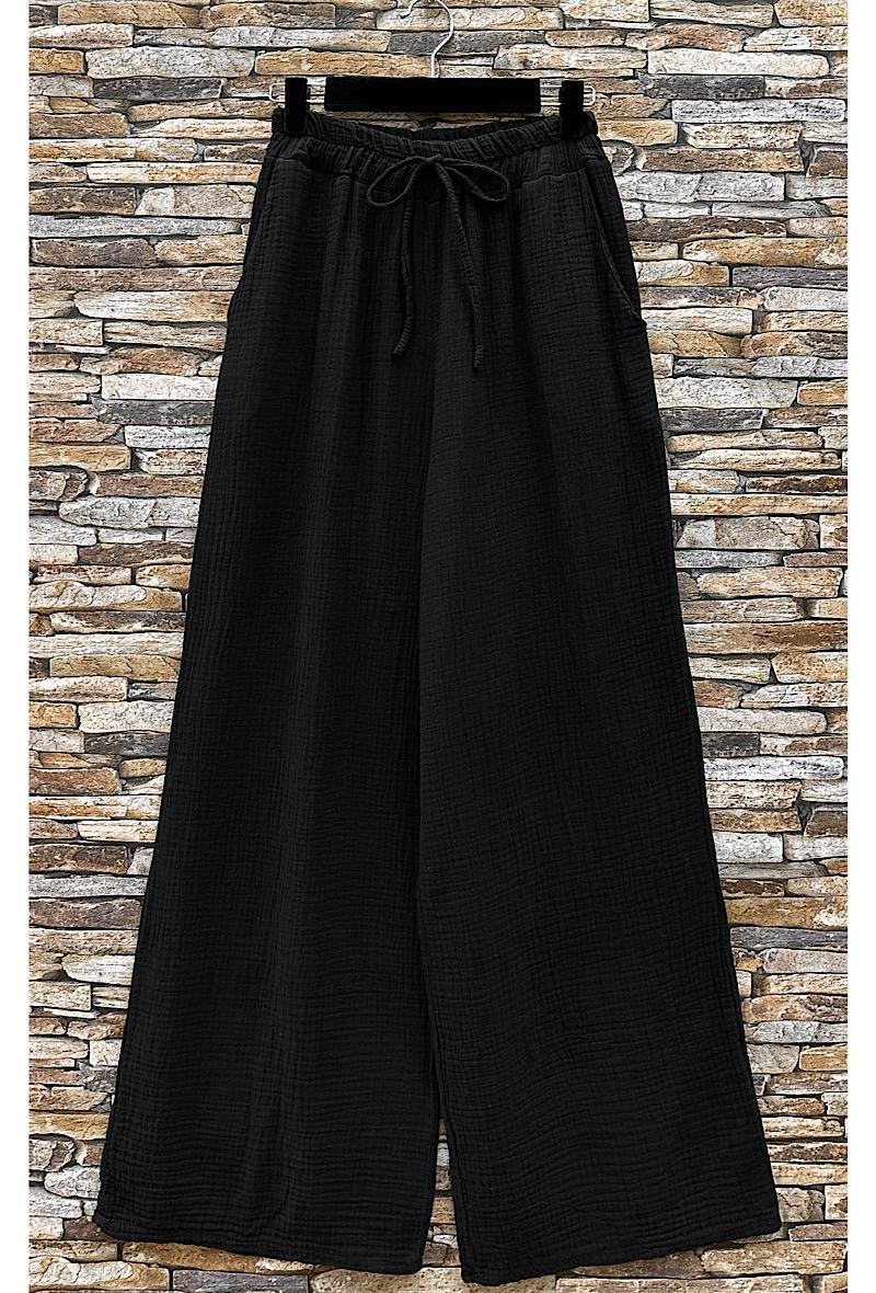 Παντελόνα loose γκοφρέ βαμβακερή