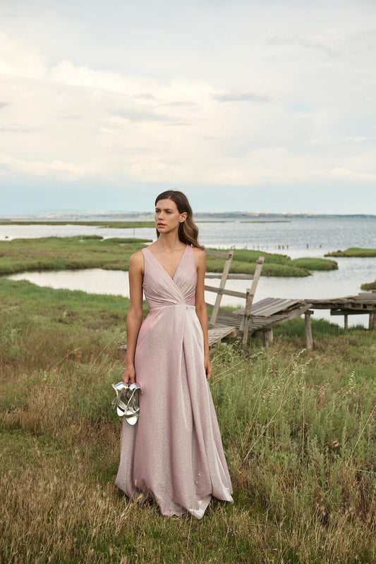 Φόρεμα maxi cocktail με glitter