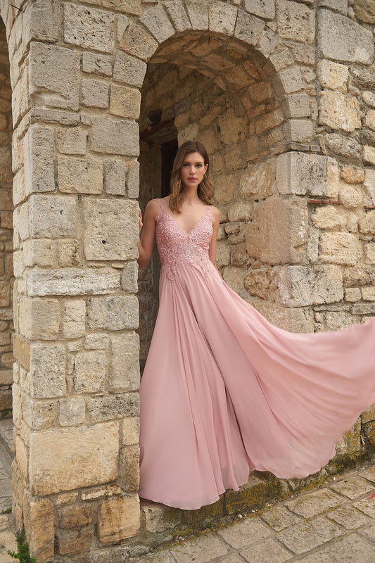 Φόρεμα maxi cocktail με κέντημα