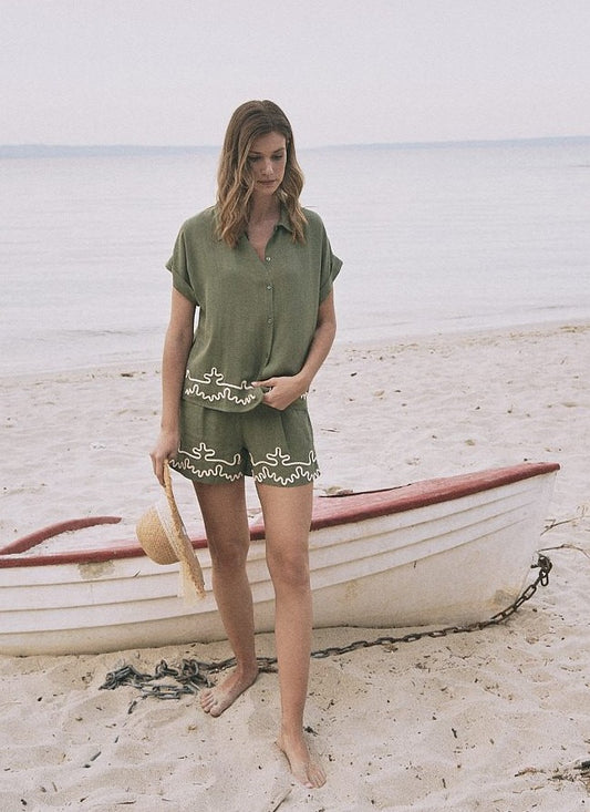 Σετ πουκάμισο - shorts βαμβακολινό με σχέδιο