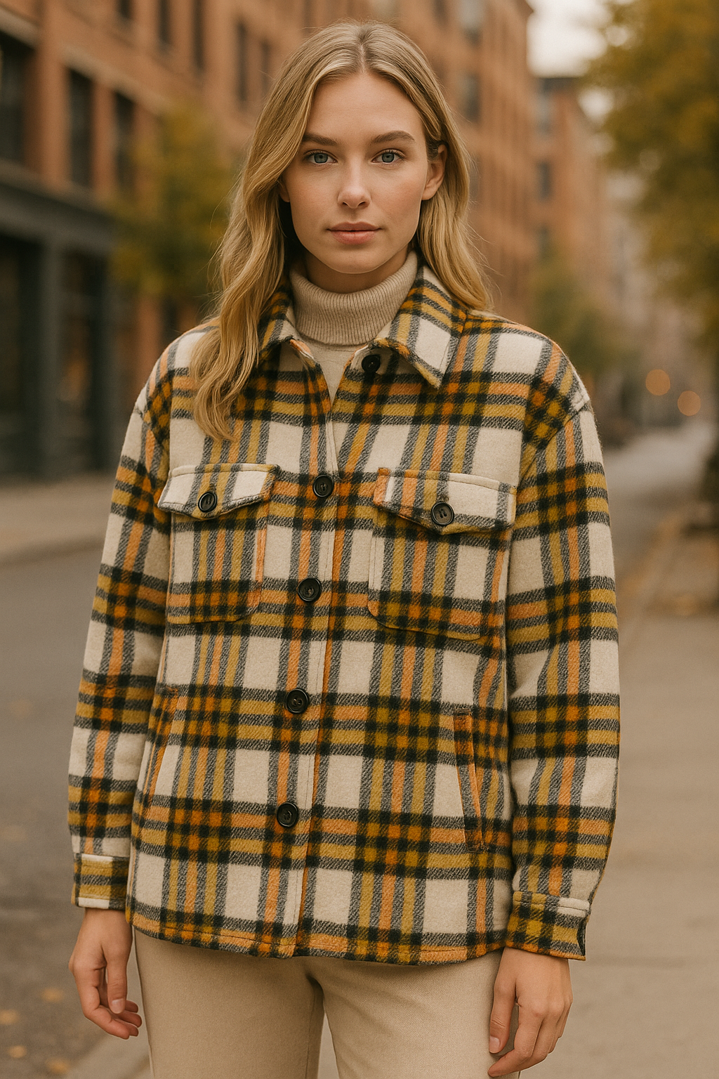 Shacket καρό με κουμπιά