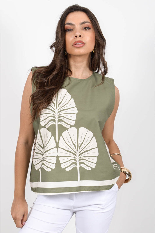 Τοπ ποπλίνα floral printed