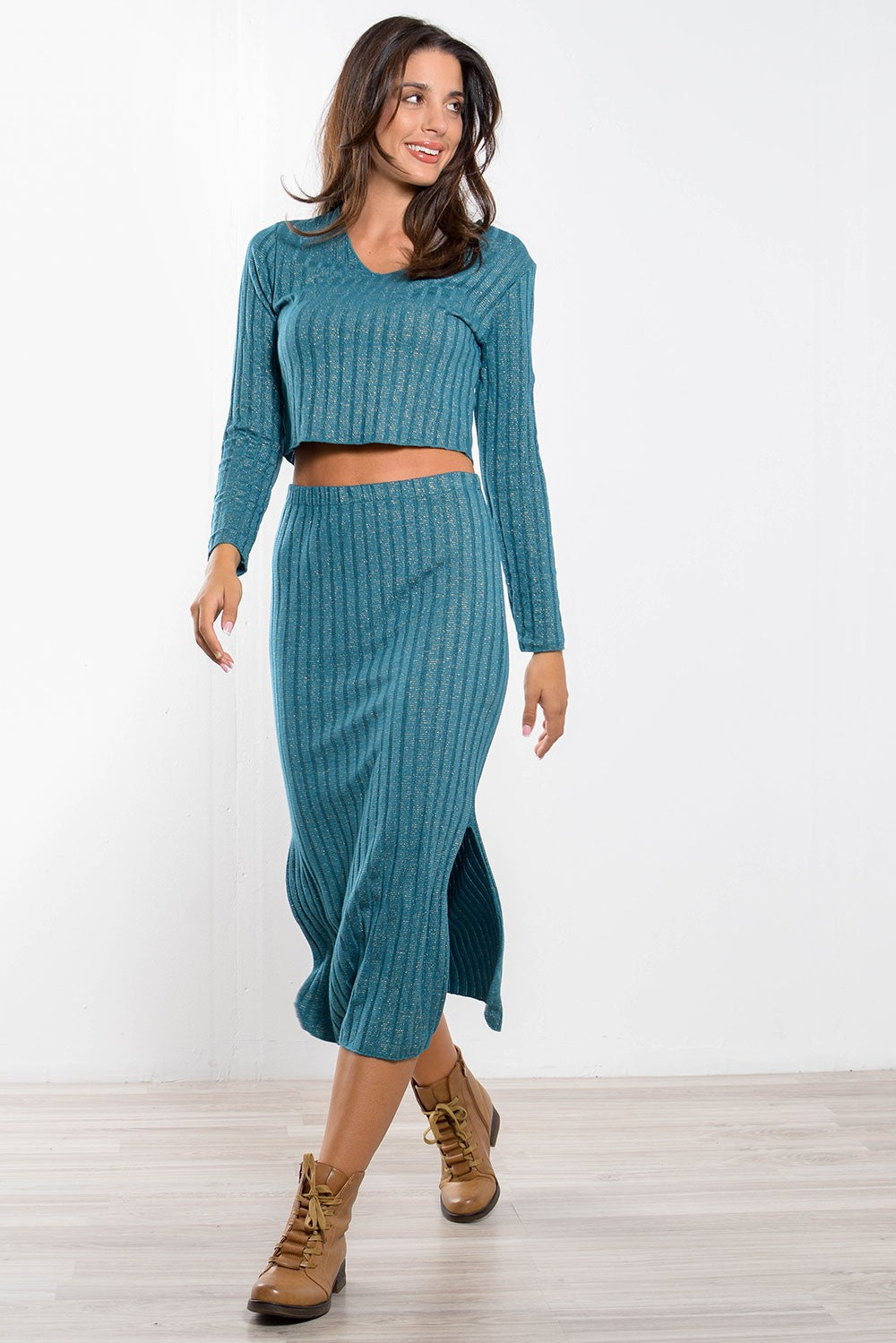 Σετ πλεκτό rib με lurex