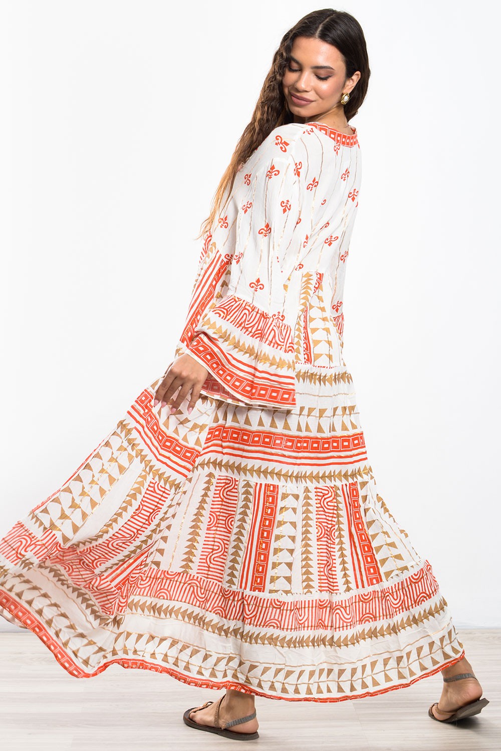 Φόρεμα maxi boho printed oversized