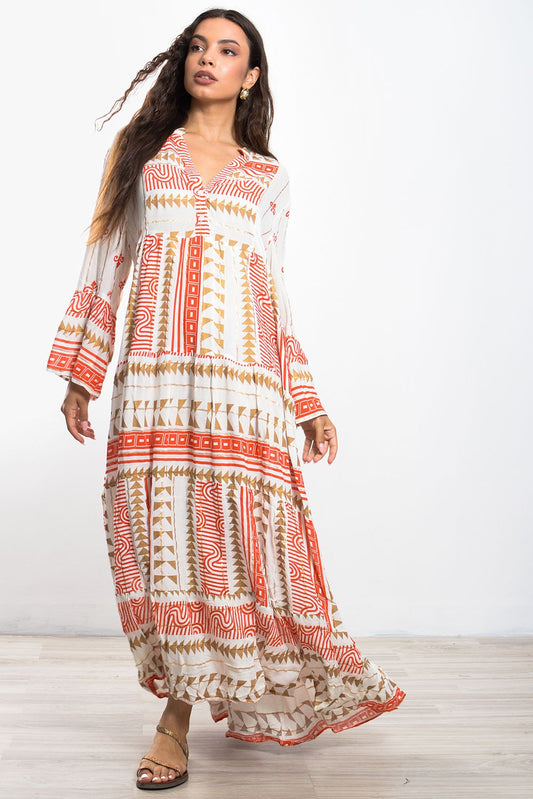 Φόρεμα maxi boho printed oversized