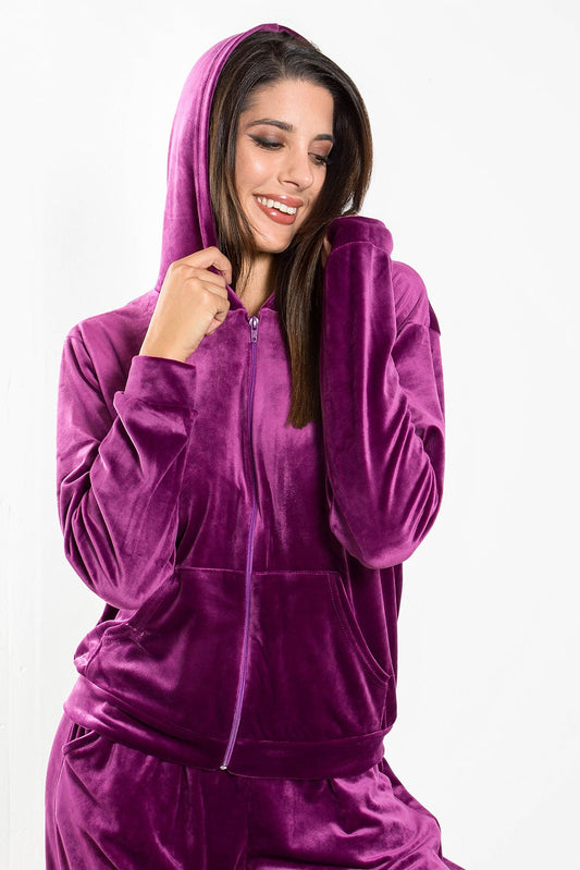 Σετ φόρμας βελουτέ φούτερ - παντελόνι