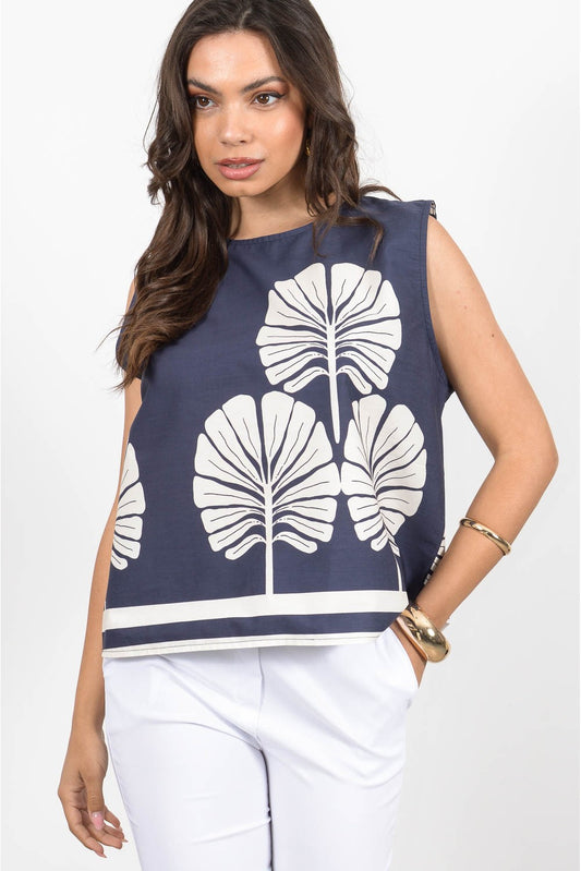 Τοπ ποπλίνα floral printed