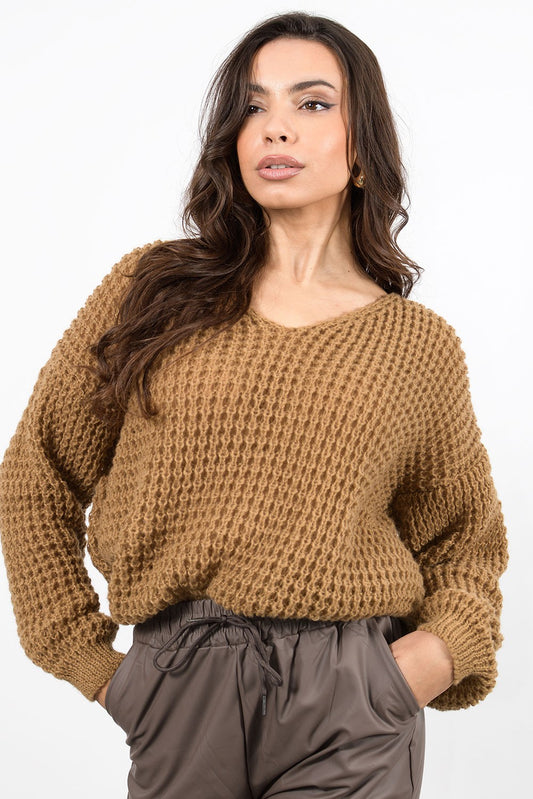 Pullover oversized με αφράτη πλέξη